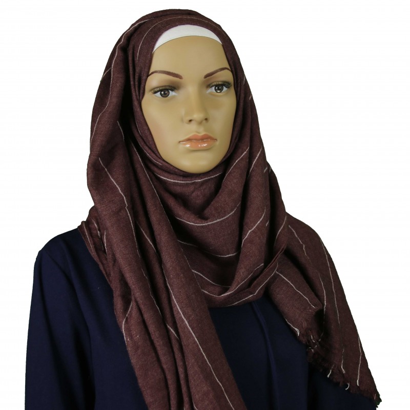 Burgundy Striped Vogue Hijab