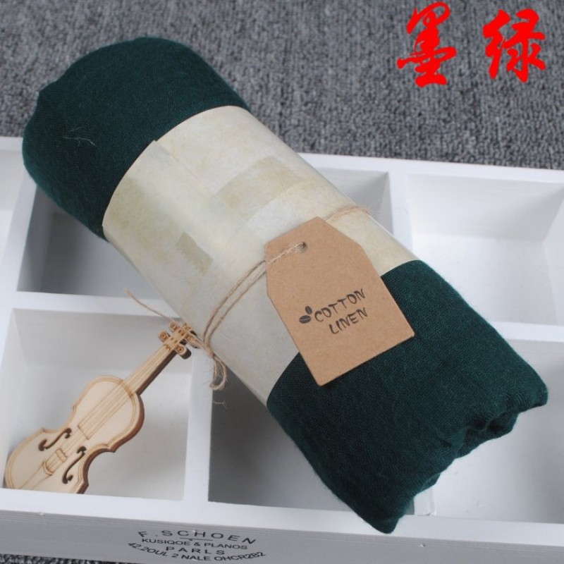 Dark Green 180x140cm Cotton Linen Plain Extra Maxi Hijab