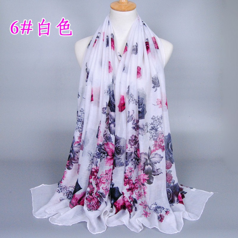 white Heavenly Garden Print Hijab