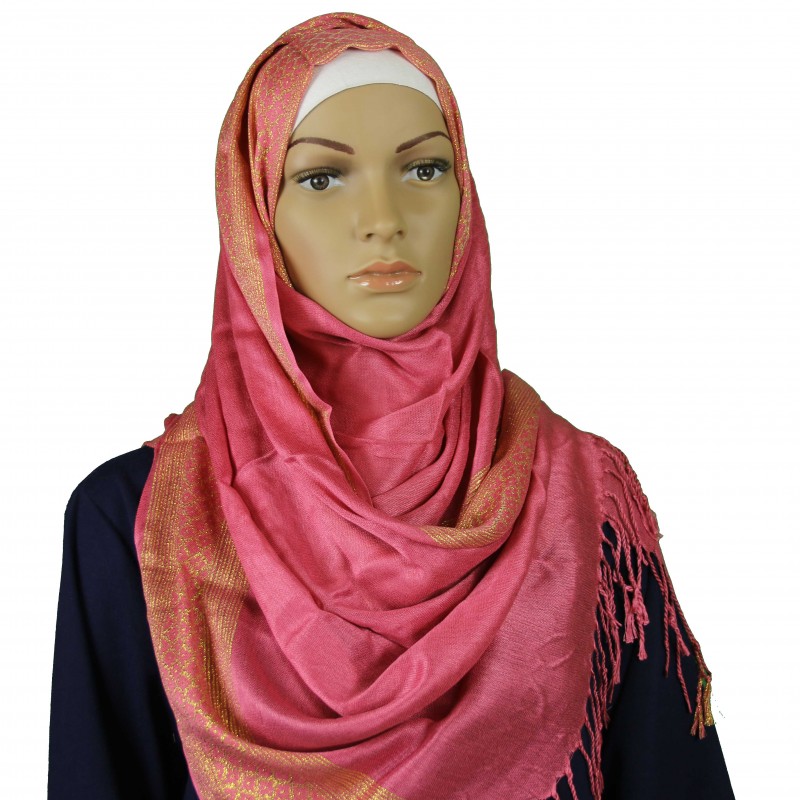 Dusty Pink Gold Shimmer Print Hijab