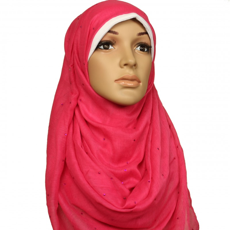 Hot Pink Crystal Maxi Hijab