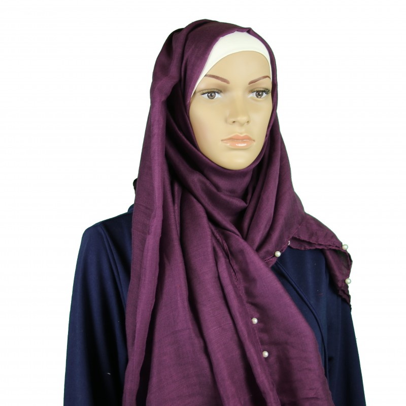 Plum All Edge Pearl Hijab