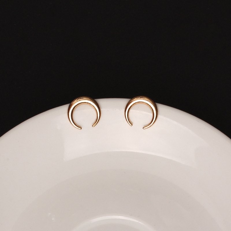 Gold Crescent Studs