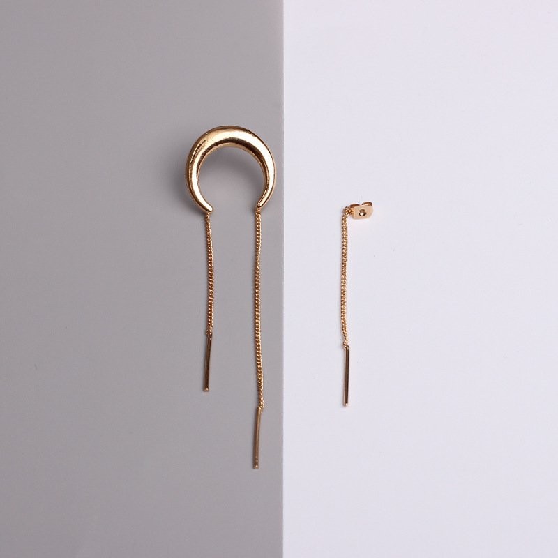 Gold Crescent Drop Stud
