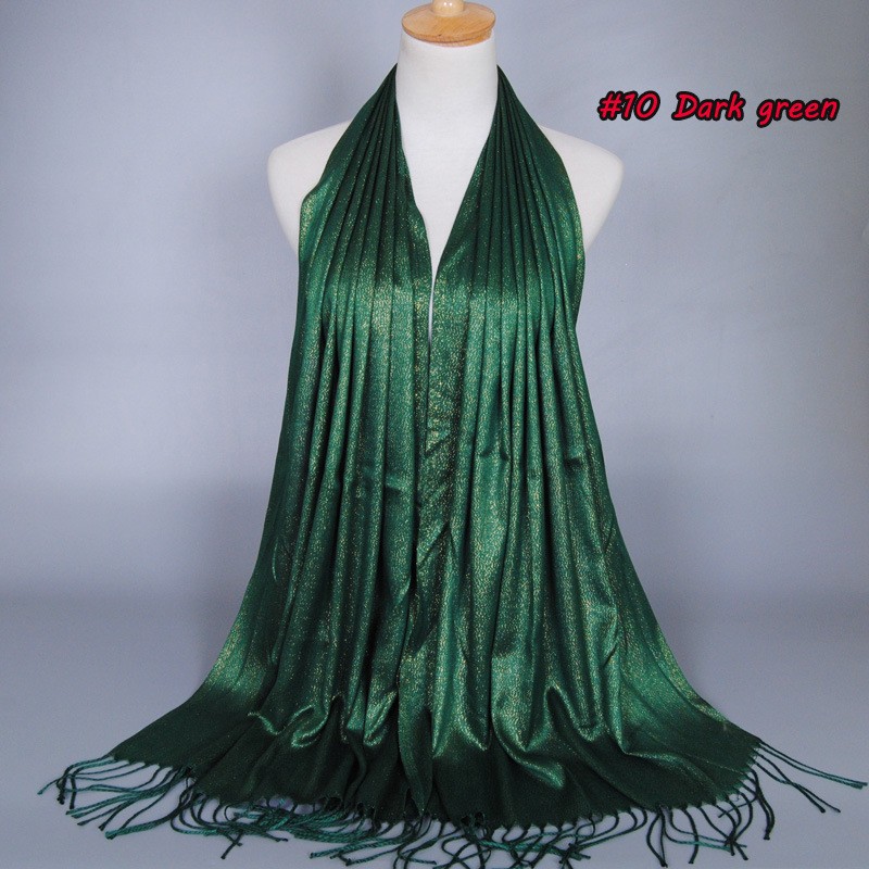 dark green Gold Shimmer Cotton Hijab