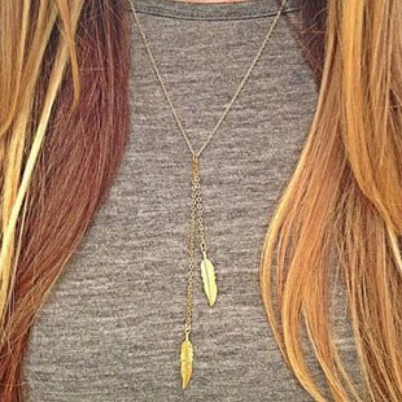Gold feather necklace
