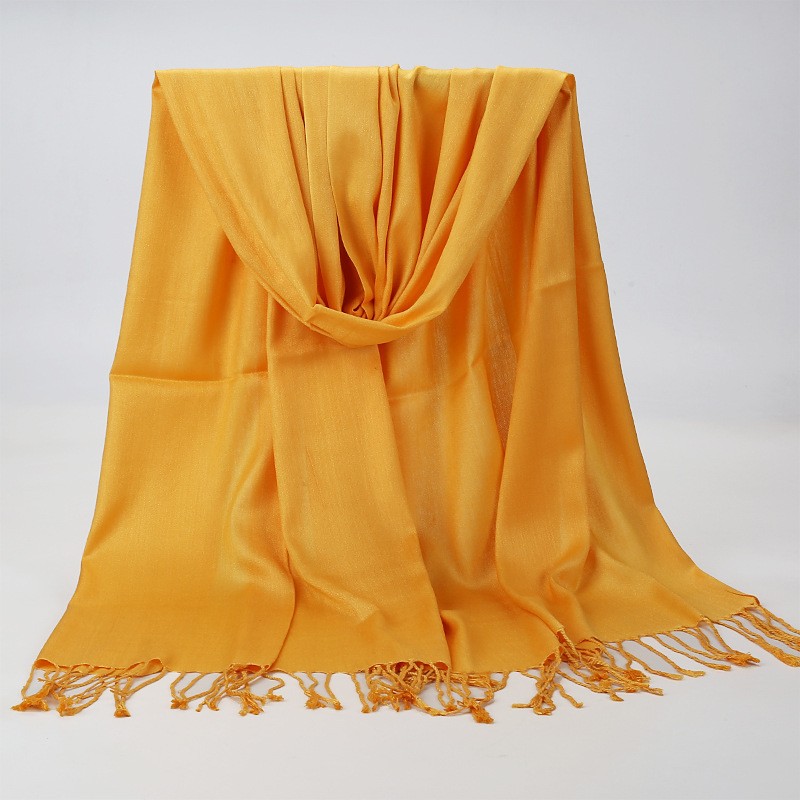 Orange Plain Cotton Satin Pashmina Hijab