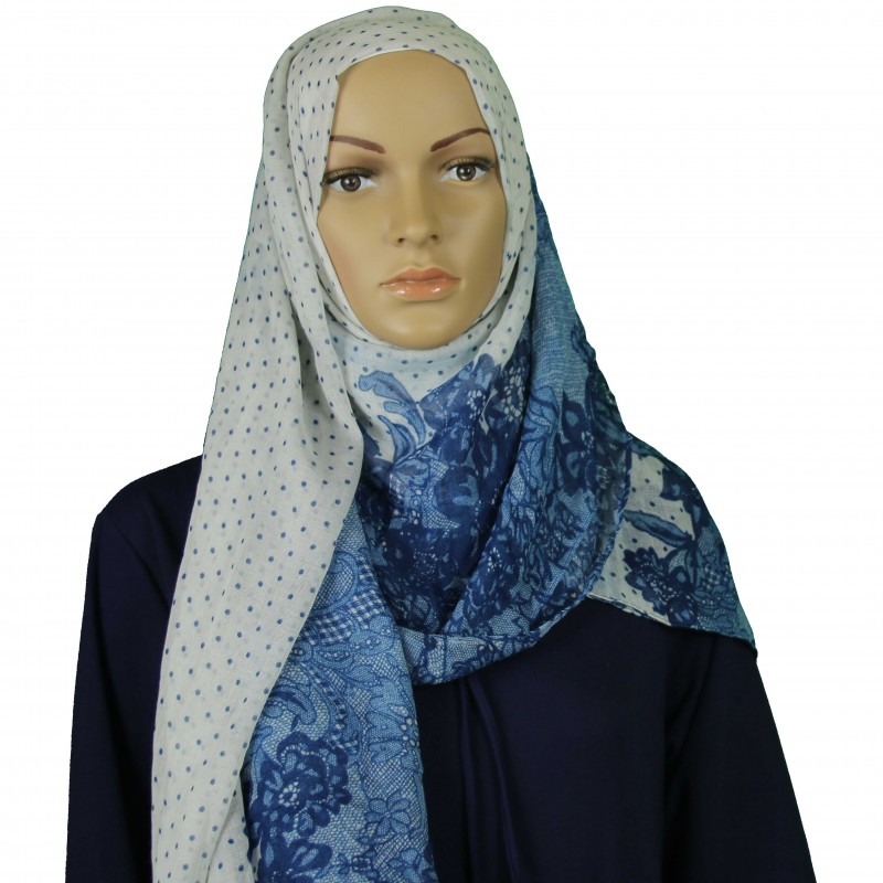 Blue Dotty Lace Hijab