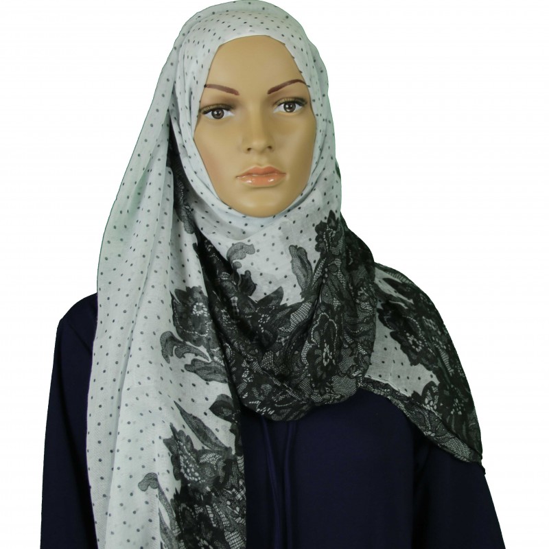 Black Dotty Lace Hijab