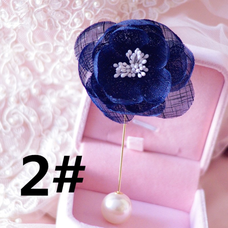 Navy Floral Nectar Pearl Hijab Pin 