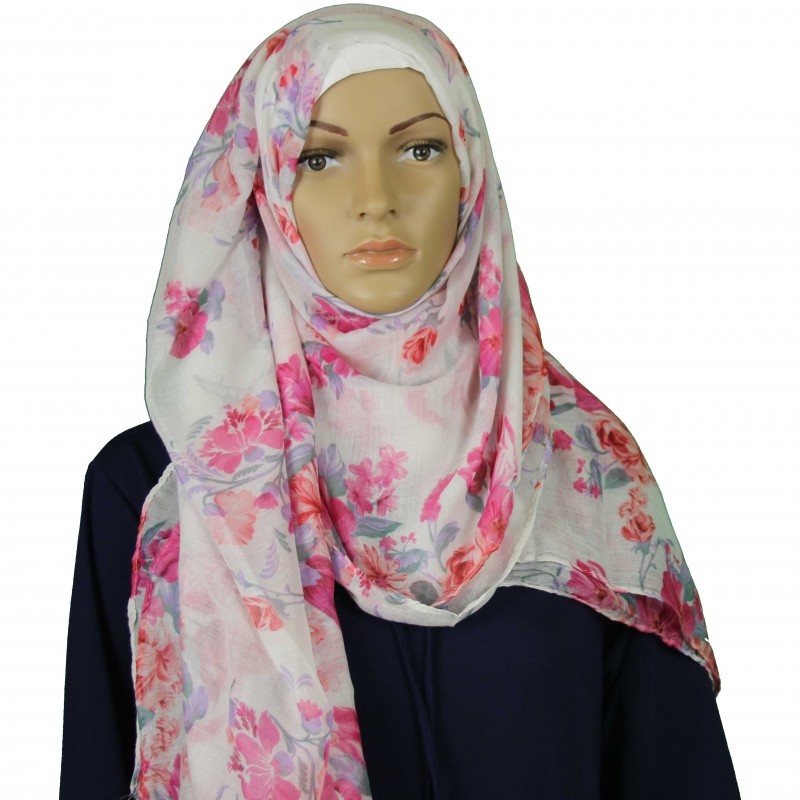 Pink Floral Poppy Hijab