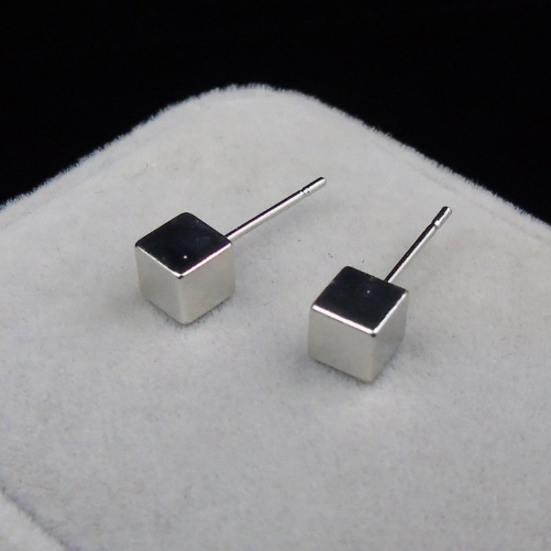Silver Cube Studs