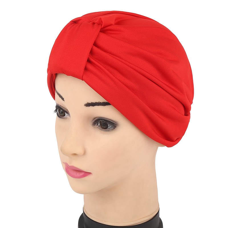 Red Adjustable Milk Silk Turban Hijab Cap 