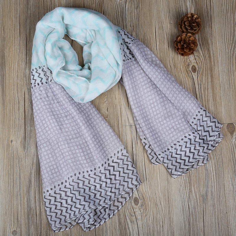 Aqua Zig Zag Mix Print Hijab