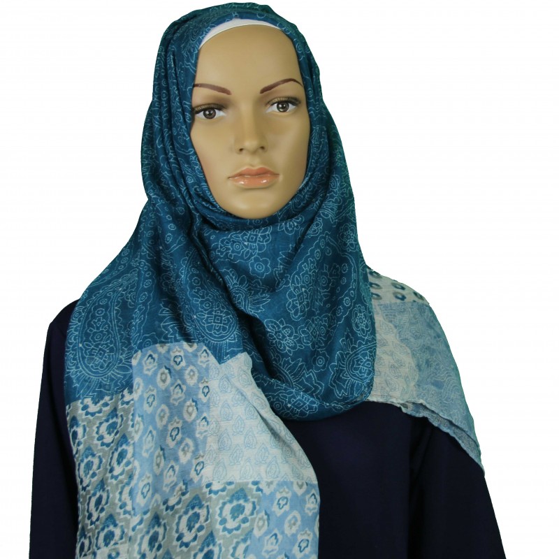 Teal Patchwork Paisley Hijab