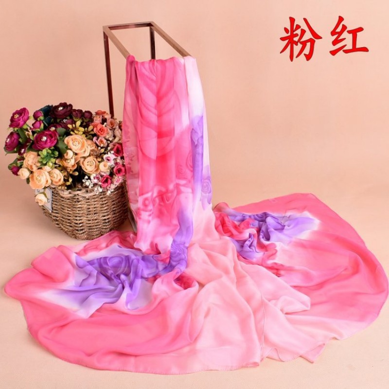 Pink Maxi Rose Chiffon Print Hijab