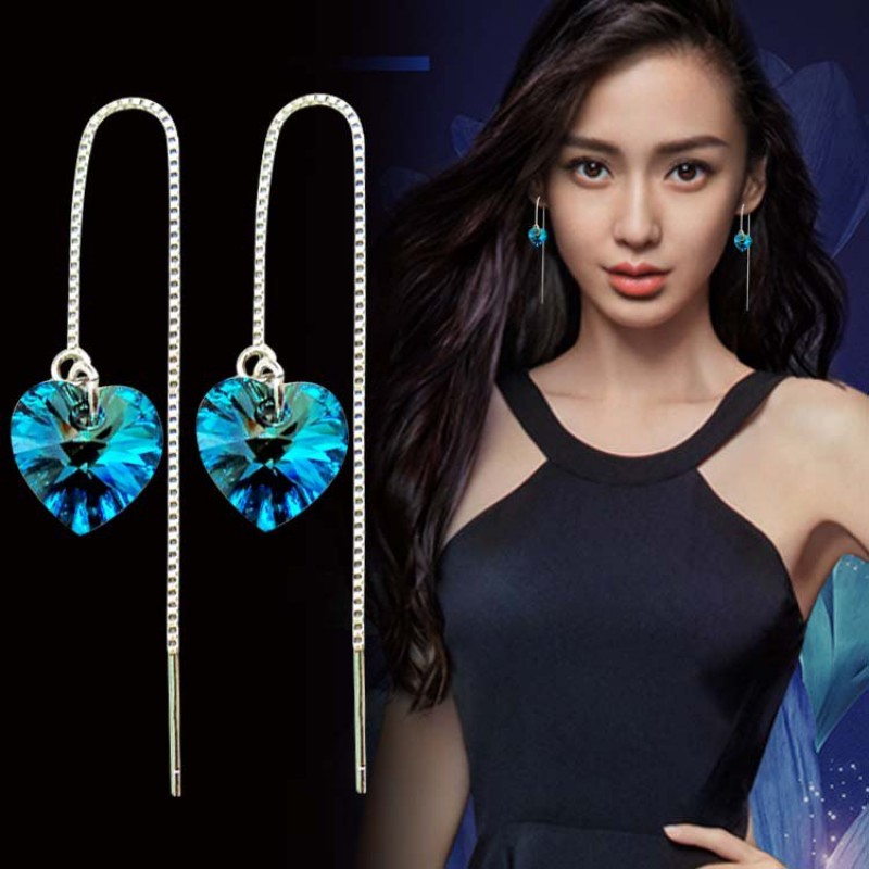 Blue Hear Drop Earrings