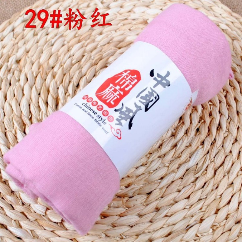 Pink 190x110cm Cotton Linen Plain Maxi Hijab