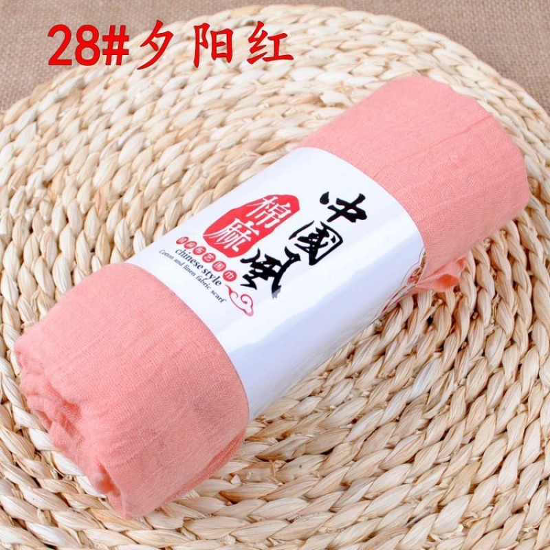 Sunset Red 190x110cm Cotton Linen Plain Maxi Hijab