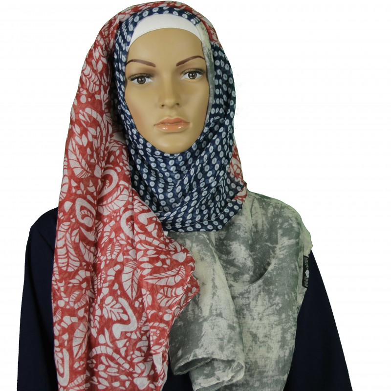 Red Grey Mixed Hijab