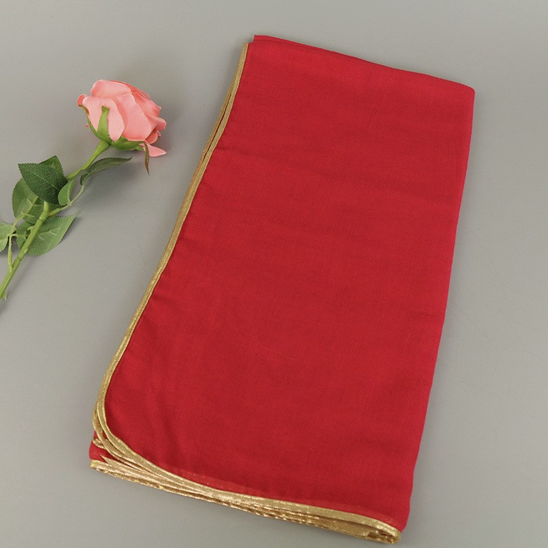 Red Gold Piping Cotton Hijab