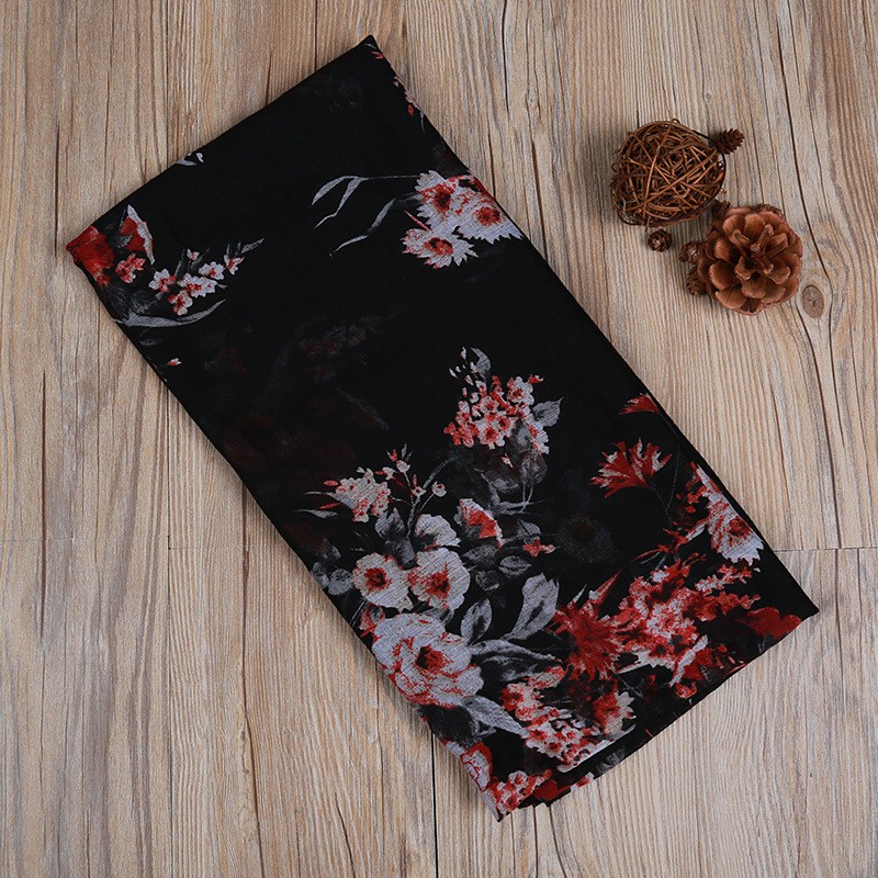 Black Floral Tile Print Hijab