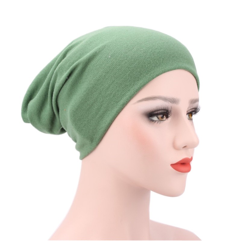 Mint Green Winter Knit Hijab Tube Cap Adjustable 