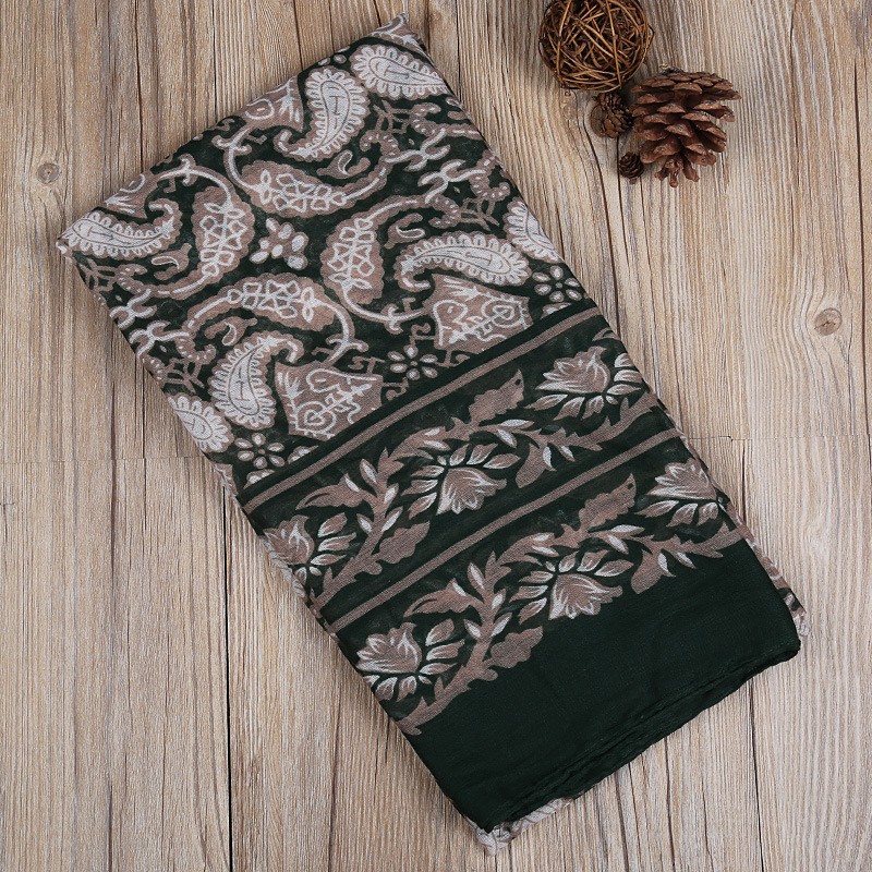 Army Green Cashew Rome Print Hijab