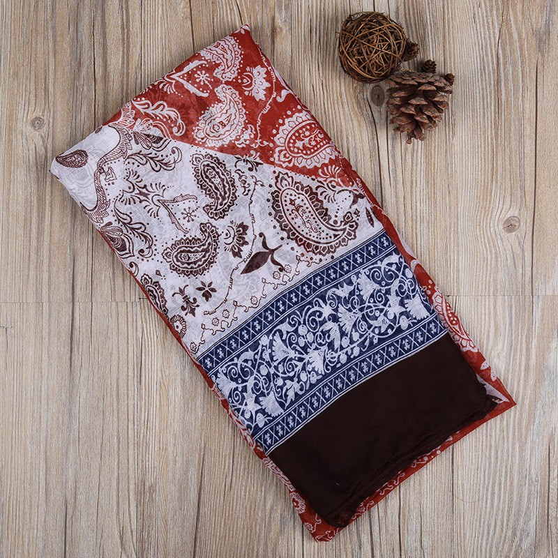 Coffee Paisley Mosaic Print Hijab