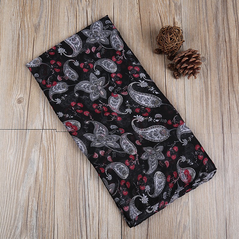Black Cashew Tiled Print Hijab