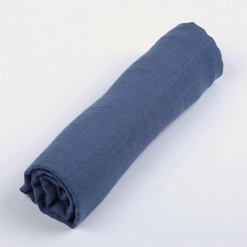 Blue Gray Plain Maxi Tassel 180x90cm Cotton Hijab