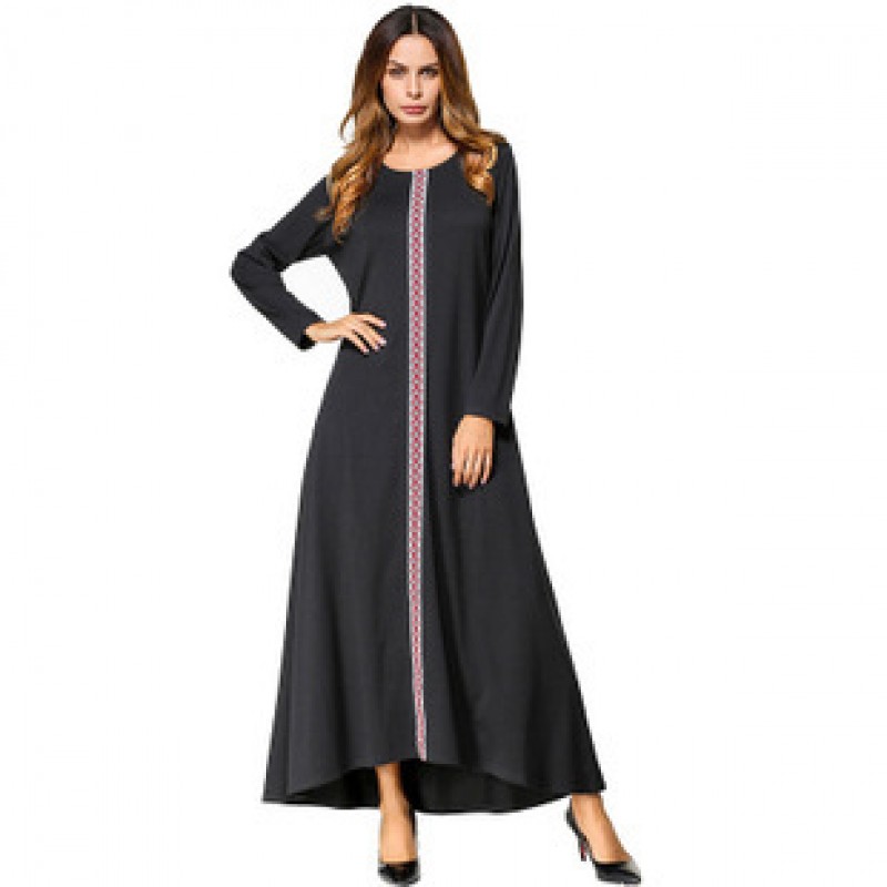 Black Aztec Column Abaya XL 
