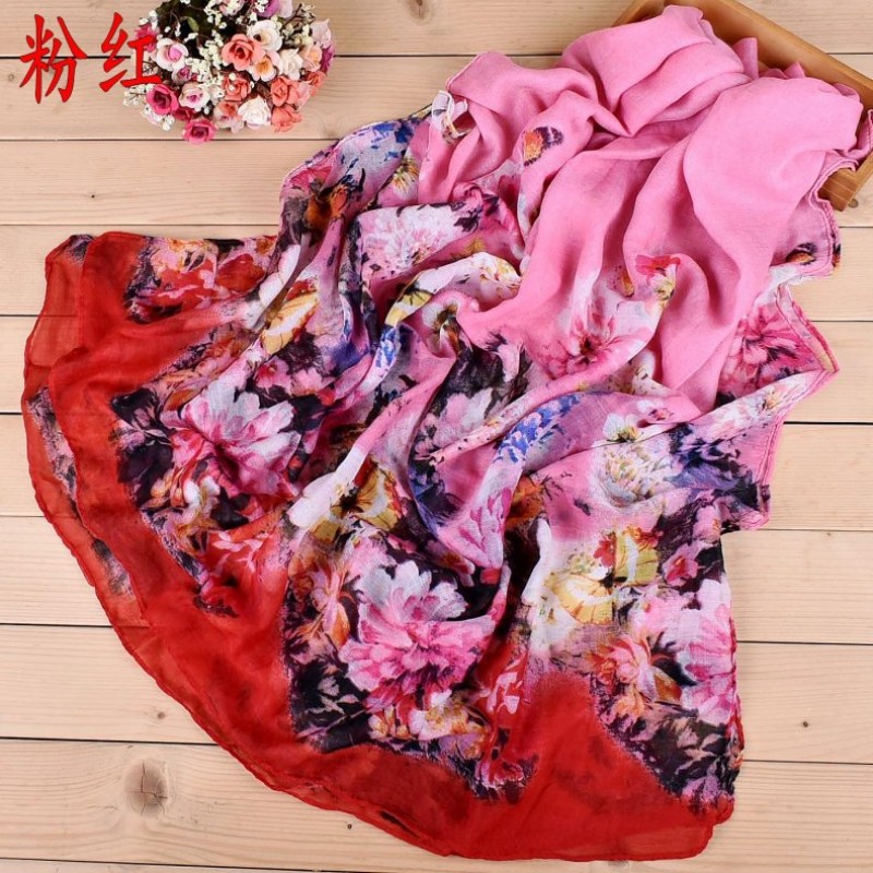 Pink Floral Scape Print Hijab