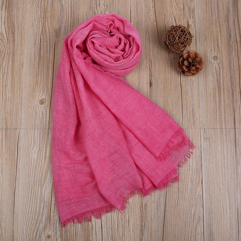 Hot Pink Cotton Linen Retro Dyed Plain Hijab