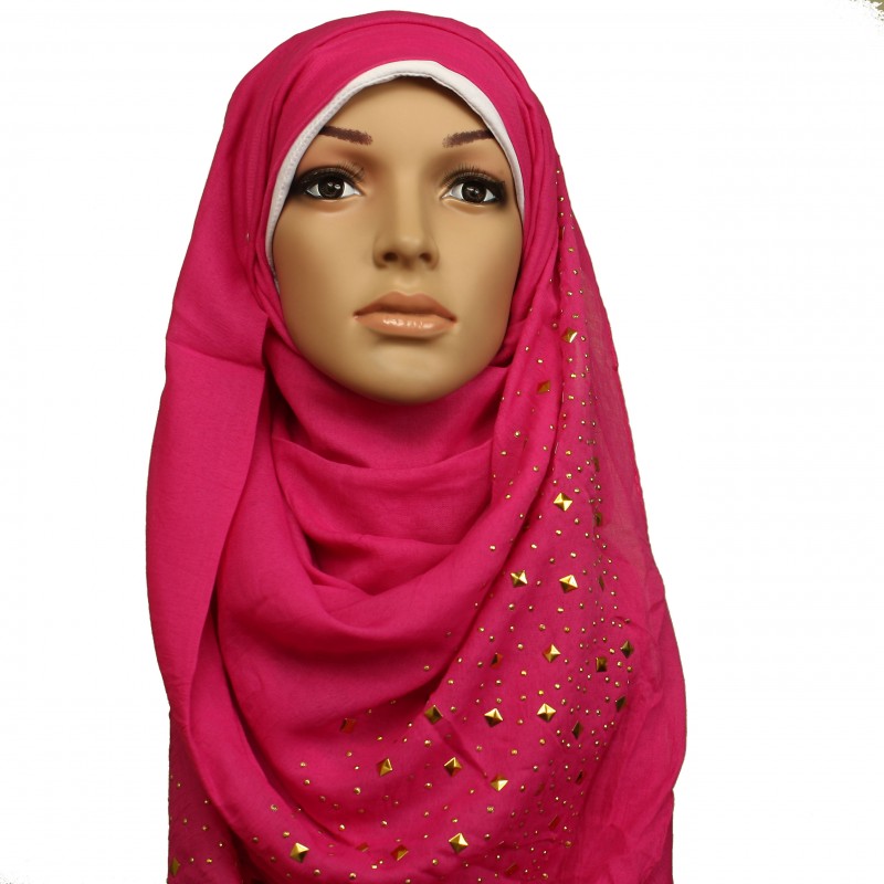 Hot Pink Galaxy Studded Hijab
