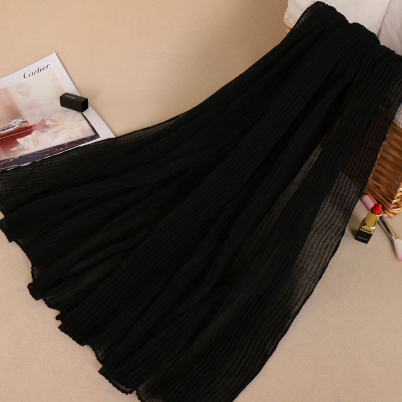 Black Ripple Crinkle Viscose Hijab