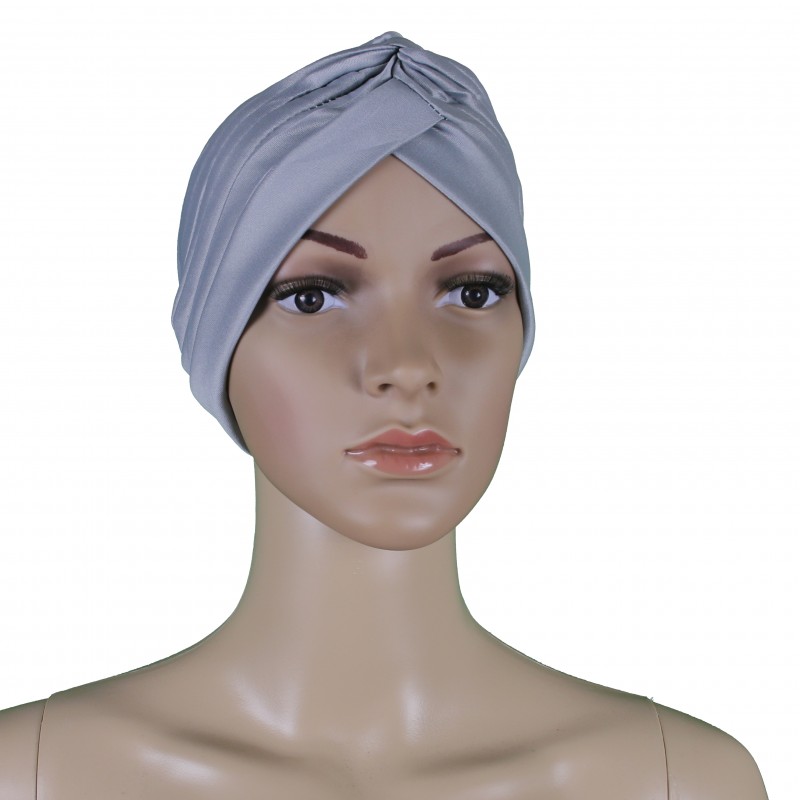 Silver Turban Hijab Cap