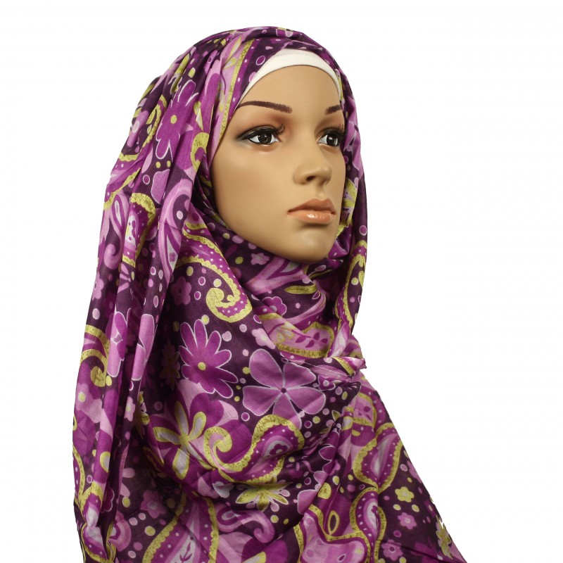Cotton Daisy Paisley Purple