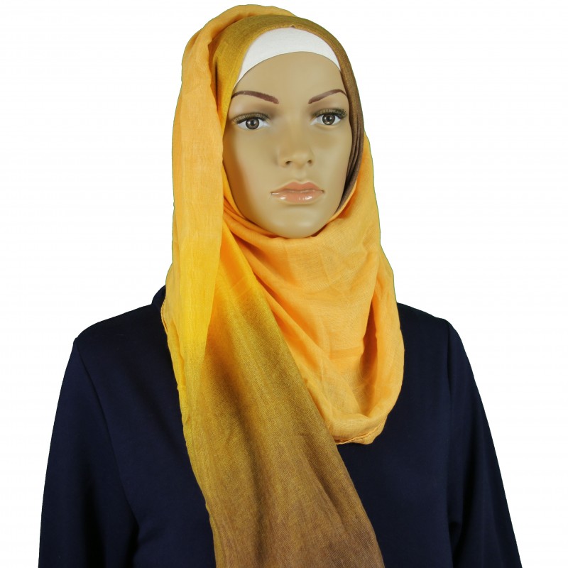 Yellow Ombre Cotton-Linen Maxi Hijab