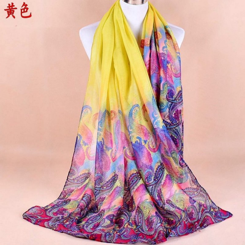 Yellow Paisley Gradient Print Hijab