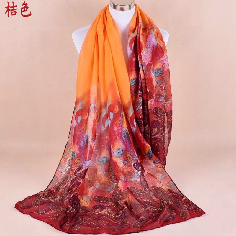 Orange Paisley Gradient Print Hijab