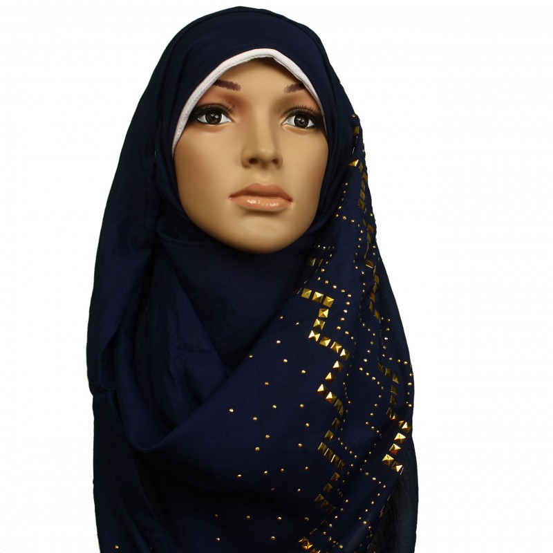 Navy Zig Zag Studded Hijab