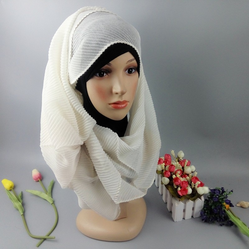 Off White Crinkled Cotton Maxi Hijab 