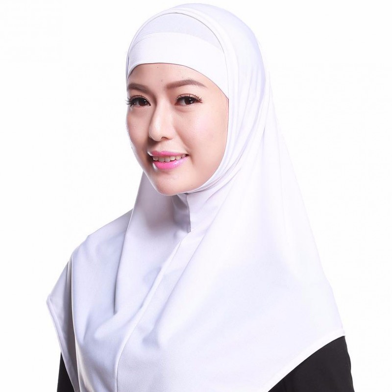 White Two Piece Plain Ready to wear Hijab 