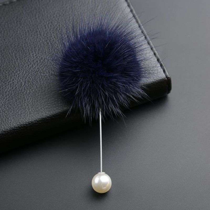 Navy Puffy Pearl Hijab Pin 