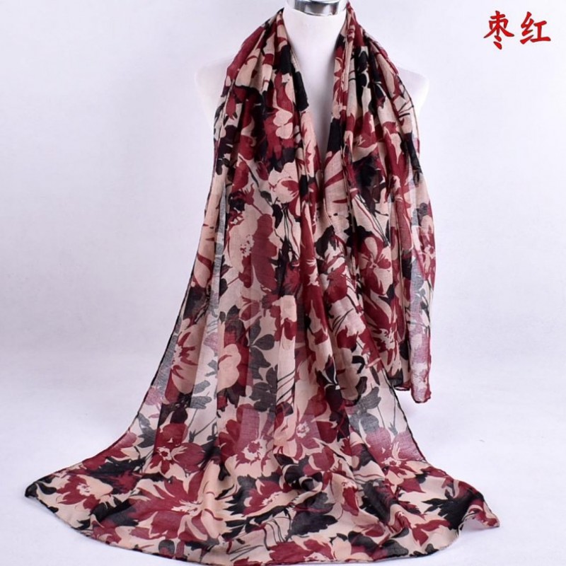 Black Red Camo Garden Print Hijab