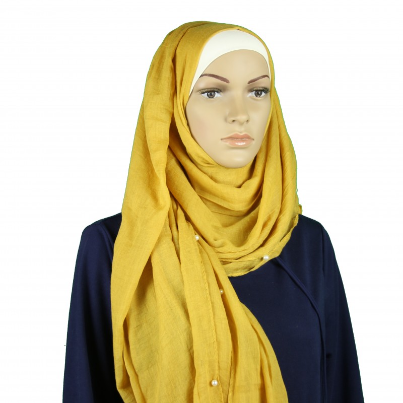 Gold All Edge Pearl Hijab