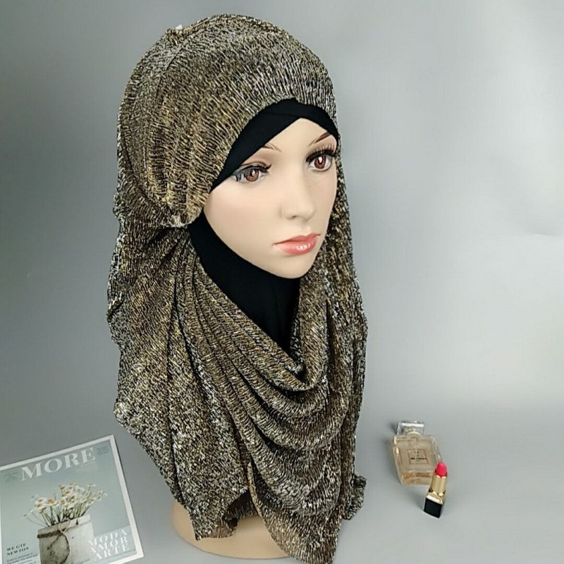 Grey Gold ct Plain Silk Hijab