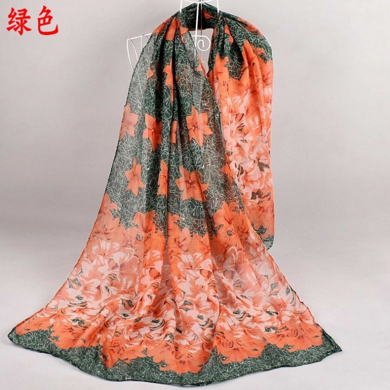 Green Floral Bloom Print Hijab