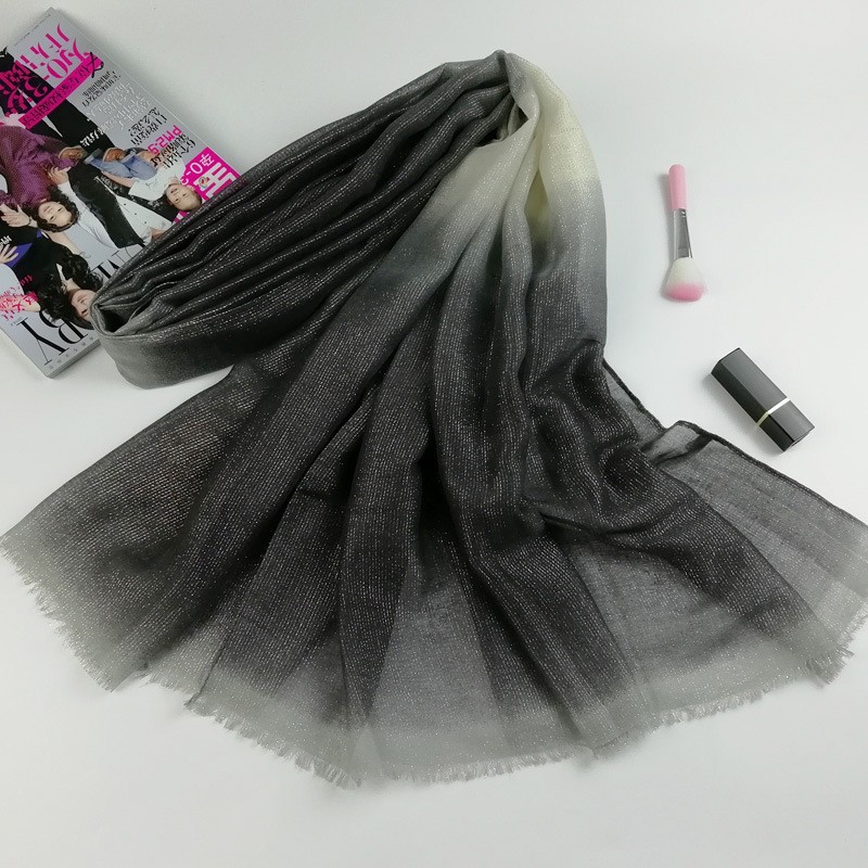 dark gray Cotton Shimmer Ombre Hijab